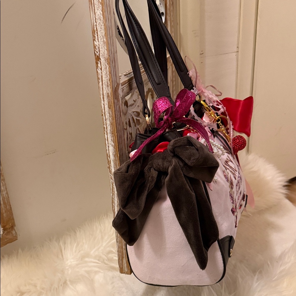 Exclusive Juicy Couture Pink and Brown Embellished with lots of cuteness Tote🩷 - Picture 3 of 12